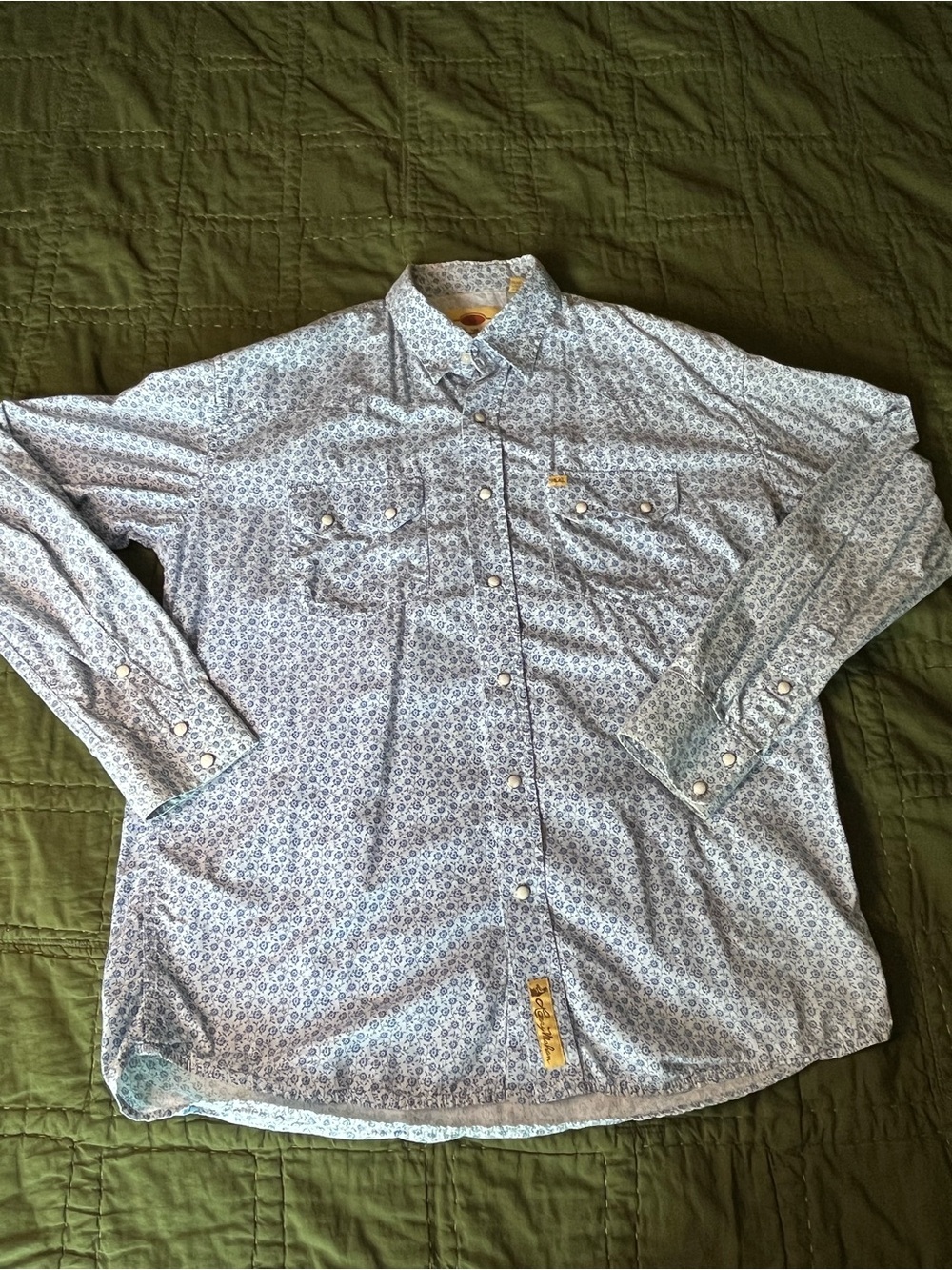 Larry Mahan Light Blue Patterned Button-Down Shirt XL